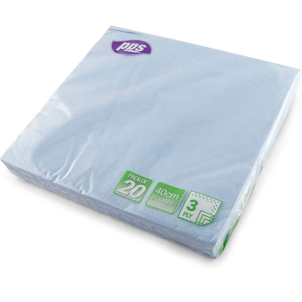 Light Blue Napkins 3 Ply 40x40cm - PPS99203 Elegant Dining